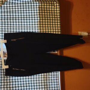 New White House Black Market Women's Dark Blue Pants with Zipper Accents.